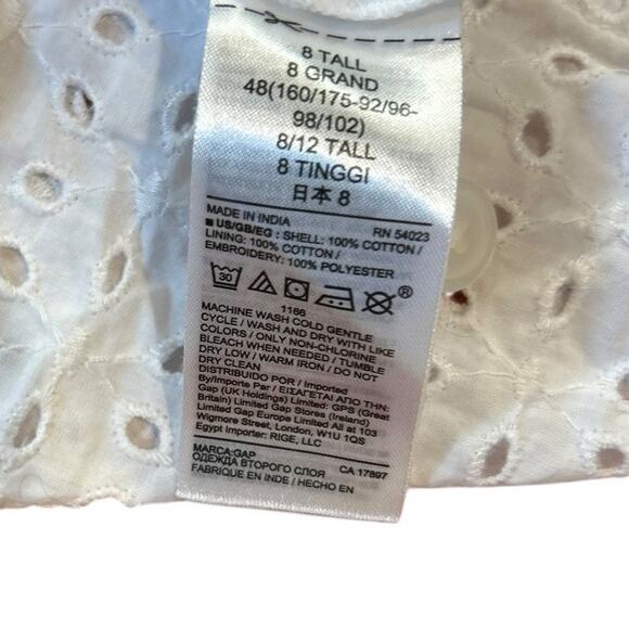 GAP White Apron Maxi Multitier Sun Dress Sundress Eyelet Cotton Women's 8 Tall - Picture 9 of 12